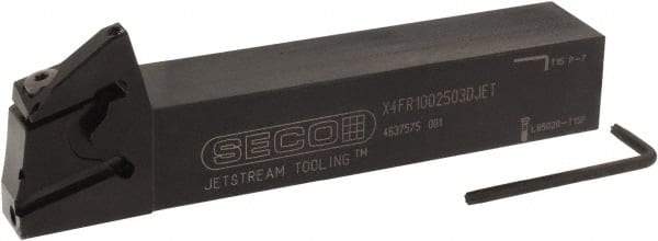 Seco - X4 Jet, External, Right Hand, 0.256" Max Depth of Cut, 0.031 to 0.118" Groove Width, Indexable Grooving Tool Holder - X4GK25..R Insert Compatibility, 1" Shank Height, 1" Shank Width, 6" OAL, Through Coolant - Eagle Tool & Supply