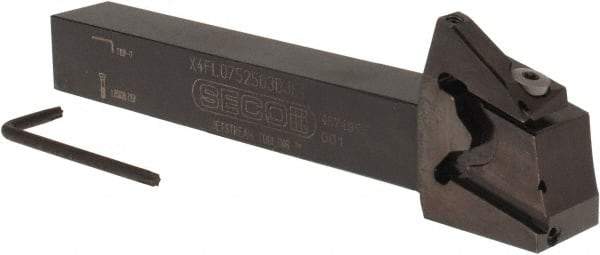 Seco - X4 Jet, External, Left Hand, 0.256" Max Depth of Cut, 0.031 to 0.118" Groove Width, Indexable Grooving Tool Holder - X4GK25..L Insert Compatibility, 3/4" Shank Height, 3/4" Shank Width, 6" OAL, Through Coolant - Eagle Tool & Supply