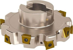 Seco - Shell Mount Connection, 63/64" Cutting Width, 2.3425" Depth of Cut, 250mm Cutter Diam, 2.3622" Hole Diam, 9 Tooth Indexable Slotting Cutter - R335.25 Toolholder, L/XNHQ 1407 Insert, Right Hand Cutting Direction - Eagle Tool & Supply