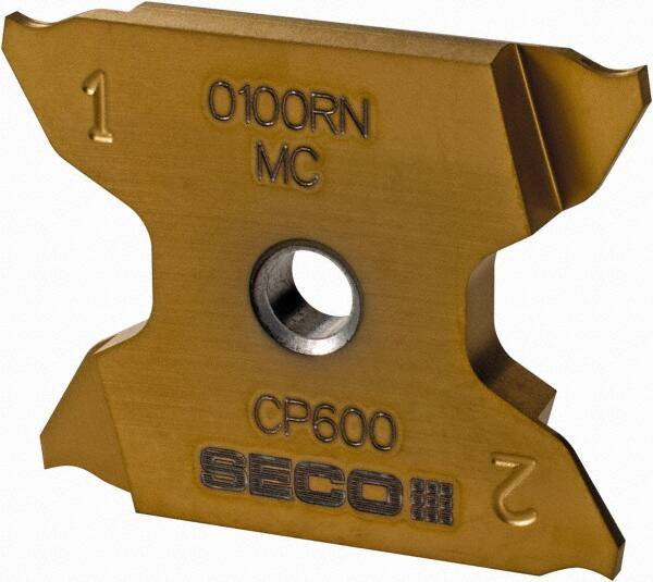 Seco - 2503005X4GK MC Grade CP600, 0.039" Cutting Width Carbide Grooving Insert - 0.169" Max Depth of Cut, Neutral, 0.002" Corner Radius, TiAlN/TiN Finish - Eagle Tool & Supply