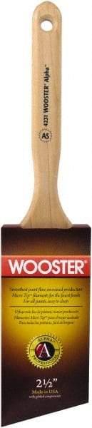 Wooster Brush - 2-1/2" Angled Synthetic Sash Brush - 2-15/16" Bristle Length, 7-7/8" Maple Fluted Handle - Eagle Tool & Supply