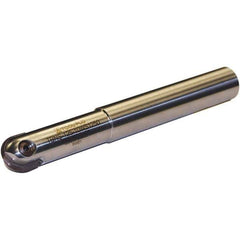 Tool-Flo - 1" Cut Diam, 1" Shank Diam, 9.062" OAL, Indexable Ball Nose End Mill - 3-1/8" Head Length, Straight Shank, TBN Toolholder, TBNR 1000, TBRR 1000 Insert - Eagle Tool & Supply