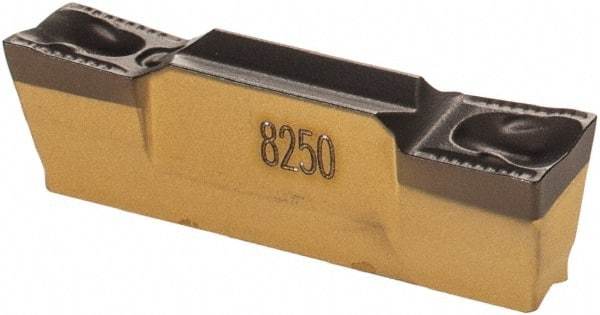 Iscar - 4002GRIP Y Grade IC08, 4mm Cutting Width Carbide Grooving Insert - 2.4mm Max Depth of Cut, Neutral, 0.2mm Corner Radius, Uncoated - Eagle Tool & Supply