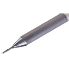 Iscar - 0.4mm Diam, 0.8mm LOC, 2 Flute Solid Carbide Ball End Mill - TiAlN Finish, Single End, 38mm OAL, 3mm Shank Diam, Spiral Flute - Eagle Tool & Supply