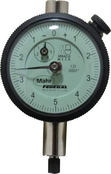 Mahr - 0.025" Range, 0-10-0 Dial Reading, 0.0001" Graduation Dial Drop Indicator - 1-3/4" Dial, 0.01" Range per Revolution, 0.0001" Accuracy, Revolution Counter - Eagle Tool & Supply