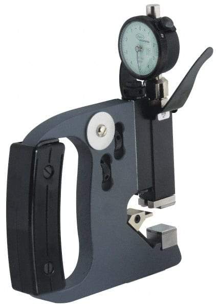 Mahr - 1 Inch, Forged Steel Frame, Snap Gage - 0.61 Inch Reference Anvil Diameter, 0.0001 Inch Graduation, Tungsten Carbide Anvil, Dial Display - Eagle Tool & Supply