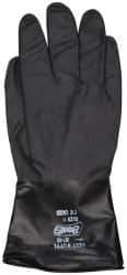 SHOWA - Size 2XL (11), 14" Long, 14 mil Thick, Butyl Chemical Resistant Gloves - Textured Finish, Rolled Cuff, ANSI Abrasion Level 0, ANSI Cut Level 0, ANSI Puncture Level 0, Black - Eagle Tool & Supply