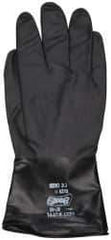 SHOWA - Size 2XL (11), 14" Long, 14 mil Thick, Butyl Chemical Resistant Gloves - Textured Finish, Rolled Cuff, ANSI Abrasion Level 0, ANSI Cut Level 0, ANSI Puncture Level 0, Black - Eagle Tool & Supply