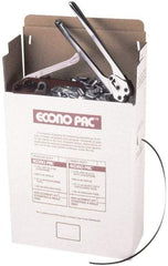 Value Collection - 7,200 Inch Long x 1/2 Inch Wide x 0.025 Inch Thick, Heavy Duty Polypropylene Strapping Kit - 500 Lbs Tensile Strength, Contains Self Dispensing Box, Polypropylene Strapping, 1,000 Seals, Tensioner Tool and Crimper Tool - Eagle Tool & Supply