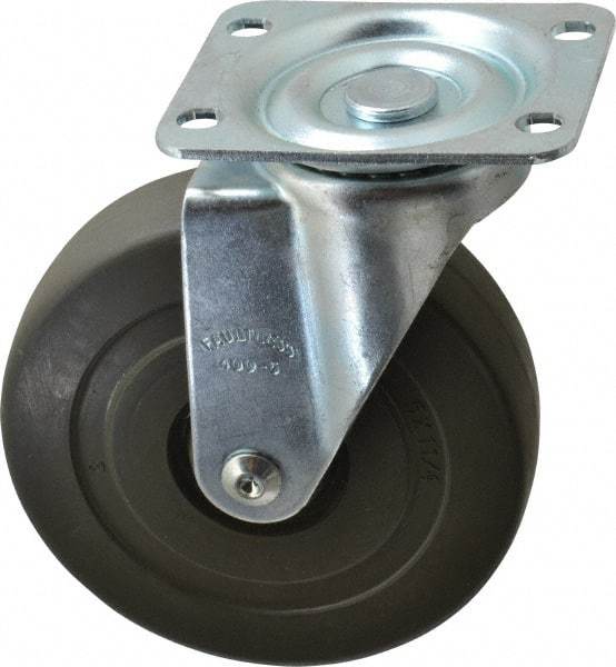 Albion - 5" Diam x 1-1/4" Wide x 6-15/32" OAH Top Plate Mount Swivel Caster - Hard Rubber, 290 Lb Capacity, Self-Lubricating Bearing, 2-7/8 x 3-5/8" Plate - Eagle Tool & Supply