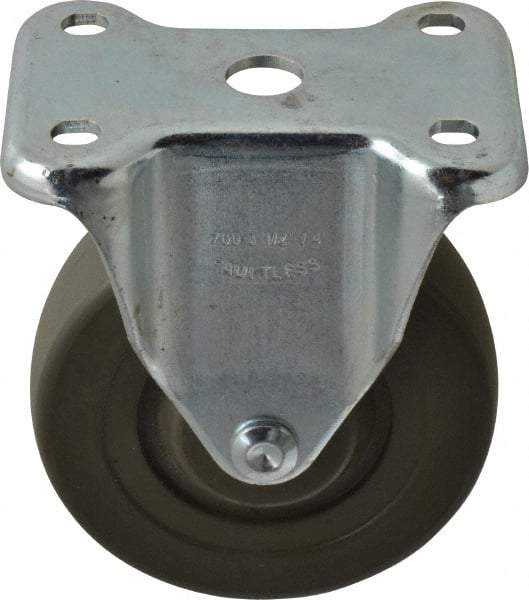 Albion - 4" Diam x 1-1/4" Wide x 5-13/32" OAH Top Plate Mount Rigid Caster - Hard Rubber, 275 Lb Capacity, Self-Lubricating Bearing, 2-7/8 x 3-5/8" Plate - Eagle Tool & Supply