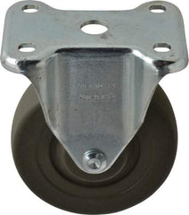 Albion - 4" Diam x 1-1/4" Wide x 5-13/32" OAH Top Plate Mount Rigid Caster - Hard Rubber, 275 Lb Capacity, Self-Lubricating Bearing, 2-7/8 x 3-5/8" Plate - Eagle Tool & Supply