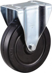 Value Collection - 5" Diam x 1-1/4" Wide x 6-15/32" OAH Top Plate Mount Rigid Caster - Soft Rubber, 200 Lb Capacity, Self-Lubricating Bearing, 2-7/8 x 3-5/8" Plate - Eagle Tool & Supply