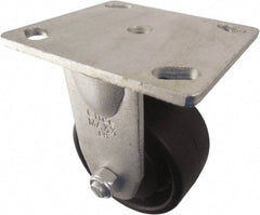 Value Collection - 4" Diam x 2" Wide x 5-5/8" OAH Top Plate Mount Rigid Caster - Polyolefin, 450 Lb Capacity, Roller Bearing, 3-7/8 x 4-1/2" Plate - Eagle Tool & Supply