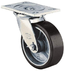 Albion - 10" Diam x 2-1/2" Wide x 11-1/2" OAH Top Plate Mount Swivel Caster - Phenolic, 1,500 Lb Capacity, Roller Bearing, 4-1/2 x 6-5/16" Plate - Eagle Tool & Supply