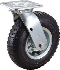 Value Collection - 8" Diam x 2" Wide, Pneumatic Swivel Caster - 300 Lb Capacity, Top Plate Mount, 4" x 4-1/2" Plate, Ball Bearing - Eagle Tool & Supply