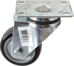 Fairbanks - 3" Diam x 1-1/4" Wide x 4-3/4" OAH Top Plate Mount Swivel Caster - Polyurethane, 150 Lb Capacity, Ball Bearing, 2-7/8 x 3-5/8" Plate - Eagle Tool & Supply