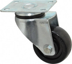 Fairbanks - 3" Diam x 1-1/4" Wide x 4-3/8" OAH Top Plate Mount Swivel Caster - Hard Rubber, 250 Lb Capacity, Self-Lubricating Bearing, 2-7/8 x 3-5/8" Plate - Eagle Tool & Supply