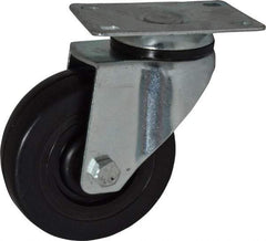 Fairbanks - 4" Diam x 1-1/4" Wide x 5-13/32" OAH Top Plate Mount Swivel Caster - Hard Rubber, 275 Lb Capacity, Self-Lubricating Bearing, 2-7/8 x 3-5/8" Plate - Eagle Tool & Supply