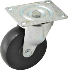 Fairbanks - 4" Diam x 1-3/16" Wide x 5-1/8" OAH Top Plate Mount Swivel Caster - Polyolefin, 300 Lb Capacity, Self-Lubricating Bearing, 3-1/8 x 4-1/8" Plate - Eagle Tool & Supply