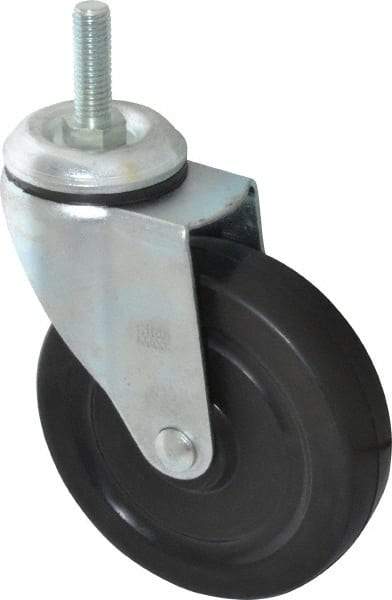 Value Collection - 5" Diam x 1-1/4" Wide x 6-15/32" OAH Stem Mount Swivel Caster - Soft Rubber, 200 Lb Capacity, Self-Lubricating Bearing, 1/2-13 x 1-1/2" Threaded Stem - Eagle Tool & Supply