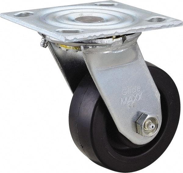 Value Collection - 4" Diam x 1-1/2" Wide x 5-5/8" OAH Top Plate Mount Swivel Caster - Polyolefin, 420 Lb Capacity, Delrin Bearing, 4 x 4-1/2" Plate - Eagle Tool & Supply