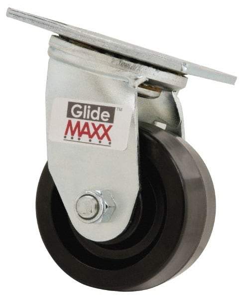 Value Collection - 4" Diam x 2" Wide x 5-5/8" OAH Top Plate Mount Swivel Caster - Phenolic, 800 Lb Capacity, Roller Bearing, 4 x 4-1/2" Plate - Eagle Tool & Supply
