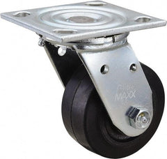 Value Collection - 4" Diam x 2" Wide x 5-5/8" OAH Top Plate Mount Swivel Caster - Rubber, 300 Lb Capacity, Roller Bearing, 4 x 4-1/2" Plate - Eagle Tool & Supply