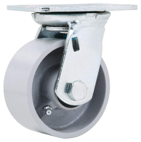 Fairbanks - 4" Diam x 2" Wide x 5-3/8" OAH Top Plate Mount Swivel Caster - Semi-Steel, 700 Lb Capacity, Roller Bearing, 4 x 4-1/2" Plate - Eagle Tool & Supply