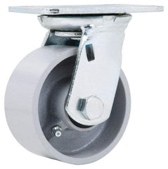 Fairbanks - 4" Diam x 2" Wide x 5-3/8" OAH Top Plate Mount Swivel Caster - Semi-Steel, 700 Lb Capacity, Roller Bearing, 4 x 4-1/2" Plate - Eagle Tool & Supply