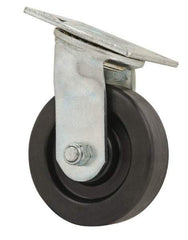 Value Collection - 5" Diam x 1-1/2" Wide x 6-1/2" OAH Top Plate Mount Swivel Caster - Phenolic, 600 Lb Capacity, Roller Bearing, 4 x 4-1/2" Plate - Eagle Tool & Supply
