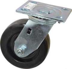 Value Collection - 5" Diam x 2" Wide x 6-1/2" OAH Top Plate Mount Swivel Caster - Phenolic, 1,000 Lb Capacity, Roller Bearing, 4 x 4-1/2" Plate - Eagle Tool & Supply