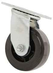 Value Collection - 5" Diam x 2" Wide x 6-1/2" OAH Top Plate Mount Swivel Caster - Polyolefin, 650 Lb Capacity, Delrin Bearing, 4 x 4-1/2" Plate - Eagle Tool & Supply