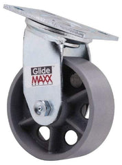 Value Collection - 5" Diam x 2" Wide x 6-1/2" OAH Top Plate Mount Swivel Caster - Semi-Steel, 1,000 Lb Capacity, Roller Bearing, 4 x 4-1/2" Plate - Eagle Tool & Supply
