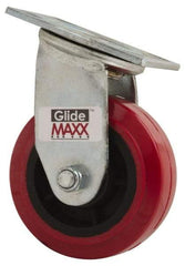 Value Collection - 5" Diam x 2" Wide x 6-1/2" OAH Top Plate Mount Swivel Caster - Polyurethane, 600 Lb Capacity, Roller Bearing, 4 x 4-1/2" Plate - Eagle Tool & Supply