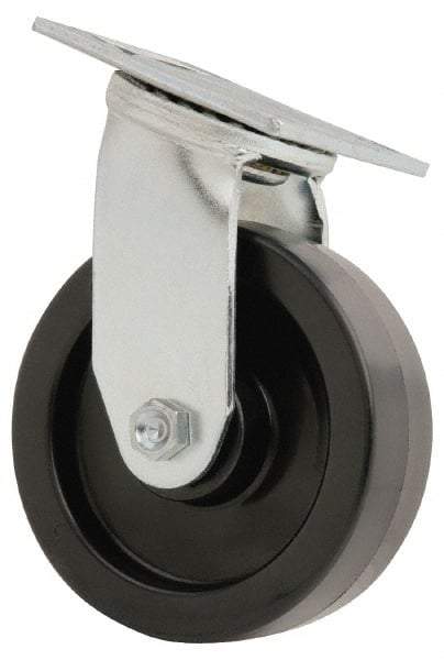 Value Collection - 6" Diam x 2" Wide x 7-1/2" OAH Top Plate Mount Swivel Caster - Polyolefin, 800 Lb Capacity, Roller Bearing, 4 x 4-1/2" Plate - Eagle Tool & Supply