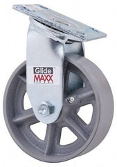 Value Collection - 6" Diam x 2" Wide x 7-1/2" OAH Top Plate Mount Swivel Caster - Semi-Steel, 1,200 Lb Capacity, Roller Bearing, 4 x 4-1/2" Plate - Eagle Tool & Supply