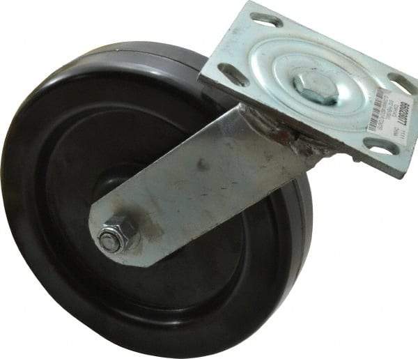 Value Collection - 8" Diam x 2" Wide x 9-1/2" OAH Top Plate Mount Swivel Caster - Phenolic, 1,200 Lb Capacity, Roller Bearing, 4 x 4-1/2" Plate - Eagle Tool & Supply