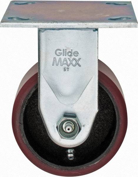 Value Collection - 4" Diam x 2" Wide x 5-5/8" OAH Top Plate Mount Rigid Caster - Polyurethane, 700 Lb Capacity, Roller Bearing, 4 x 4-1/2" Plate - Eagle Tool & Supply
