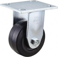 Value Collection - 4" Diam x 2" Wide x 5-5/8" OAH Top Plate Mount Rigid Caster - Rubber, 300 Lb Capacity, Roller Bearing, 4 x 4-1/2" Plate - Eagle Tool & Supply
