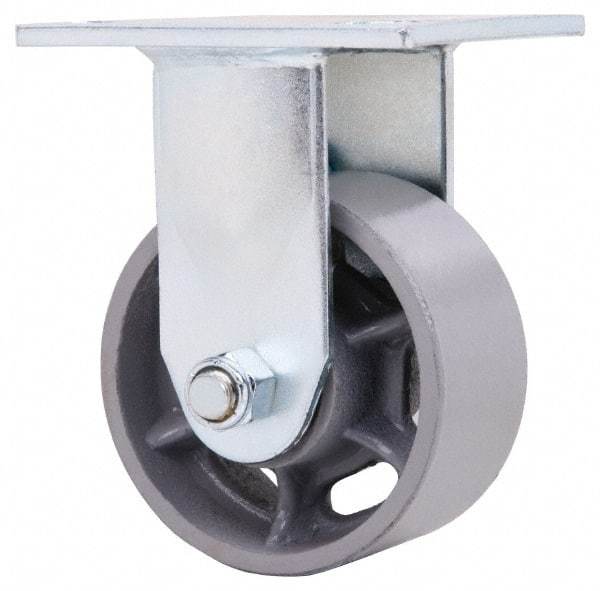 Value Collection - 4" Diam x 2" Wide x 5-5/8" OAH Top Plate Mount Rigid Caster - Semi-Steel, 700 Lb Capacity, Roller Bearing, 4 x 4-1/2" Plate - Eagle Tool & Supply