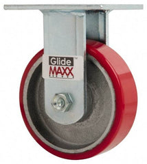 Value Collection - 5" Diam x 1-1/2" Wide x 6-1/2" OAH Top Plate Mount Rigid Caster - Polyurethane, 800 Lb Capacity, Roller Bearing, 4 x 4-1/2" Plate - Eagle Tool & Supply