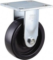 Value Collection - 5" Diam x 1-1/2" Wide x 6-1/2" OAH Top Plate Mount Rigid Caster - Polyolefin, 550 Lb Capacity, Delrin Bearing, 4 x 4-1/2" Plate - Eagle Tool & Supply