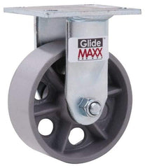 Value Collection - 5" Diam x 2" Wide x 6-1/2" OAH Top Plate Mount Rigid Caster - Semi-Steel, 1,000 Lb Capacity, Roller Bearing, 4 x 4-1/2" Plate - Eagle Tool & Supply