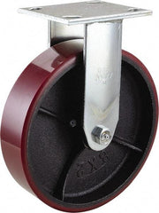 Value Collection - 8" Diam x 2" Wide x 9-1/2" OAH Top Plate Mount Rigid Caster - Polyurethane, 1,200 Lb Capacity, Roller Bearing, 4 x 4-1/2" Plate - Eagle Tool & Supply