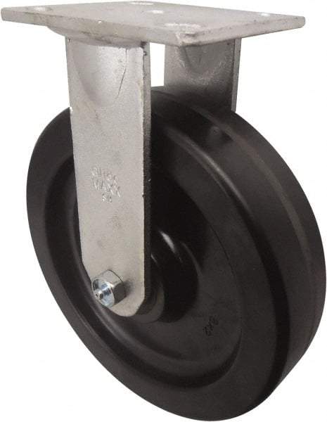Value Collection - 8" Diam x 2" Wide x 9-1/2" OAH Top Plate Mount Rigid Caster - Phenolic, 900 Lb Capacity, Roller Bearing, 4 x 4-1/2" Plate - Eagle Tool & Supply