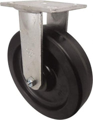 Value Collection - 8" Diam x 2" Wide x 9-1/2" OAH Top Plate Mount Rigid Caster - Phenolic, 900 Lb Capacity, Roller Bearing, 4 x 4-1/2" Plate - Eagle Tool & Supply