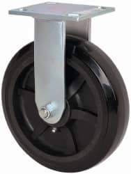 Value Collection - 8" Diam x 2" Wide x 9-1/2" OAH Top Plate Mount Rigid Caster - Polyolefin, 1,000 Lb Capacity, Roller Bearing, 4 x 4-1/2" Plate - Eagle Tool & Supply
