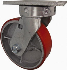 Value Collection - 8" Diam x 2-1/2" Wide x 10-1/8" OAH Top Plate Mount Swivel Caster - Polyurethane, 1,800 Lb Capacity, Roller Bearing, 4-1/2 x 6-1/2" Plate - Eagle Tool & Supply