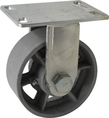 Value Collection - 6" Diam x 2-1/2" Wide x 7-1/2" OAH Top Plate Mount Rigid Caster - Semi-Steel, 1,800 Lb Capacity, Roller Bearing, 4-1/2 x 6-1/4" Plate - Eagle Tool & Supply